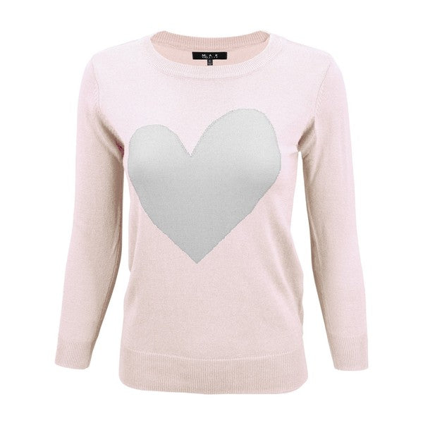 S/S Love Heart Crew-neck 12GG Pullover Sweater