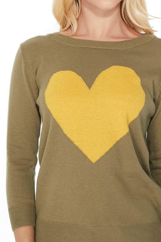S/S Love Heart Crew-neck 12GG Pullover Sweater