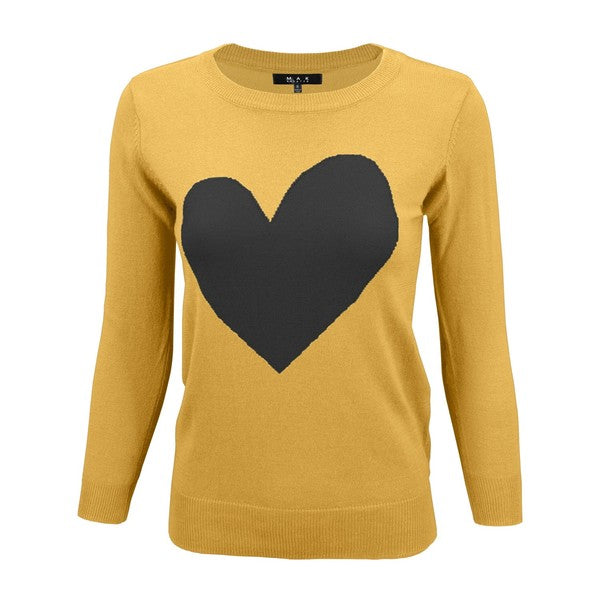 S/S Love Heart Crew-neck 12GG Pullover Sweater