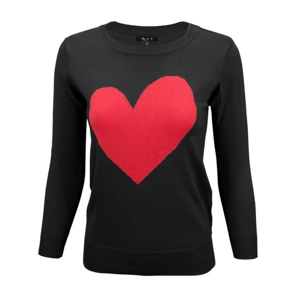 S/S Love Heart Crew-neck 12GG Pullover Sweater