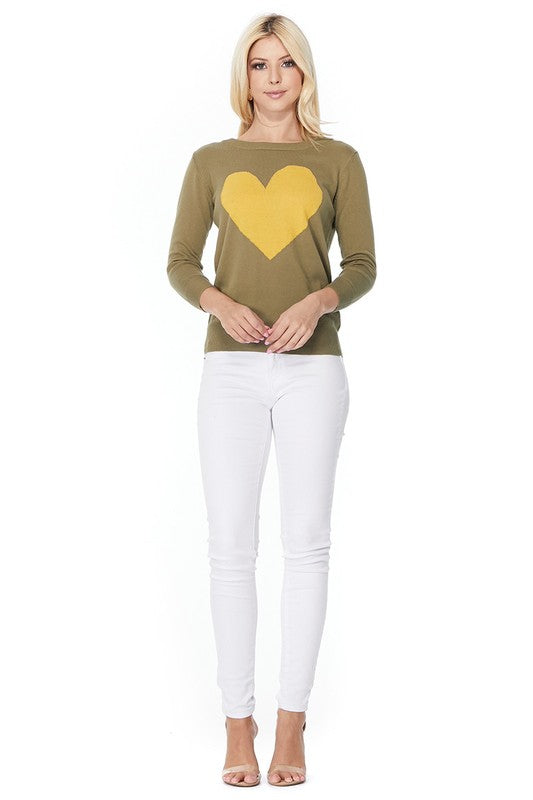 S/S Love Heart Crew-neck 12GG Pullover Sweater