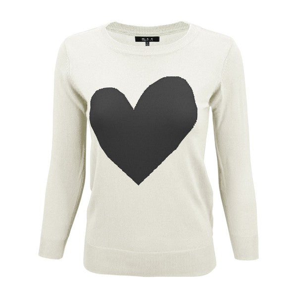 S/S Love Heart Crew-neck 12GG Pullover Sweater