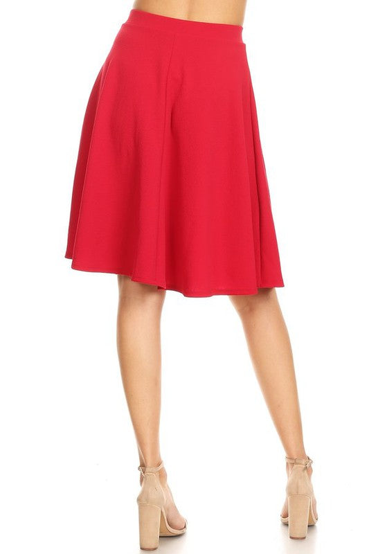 Solid High Waisted A-Line Knee Length Skirt - Stylish and Comfortable
