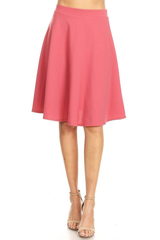 Solid High Waisted A-Line Knee Length Skirt - Stylish and Comfortable