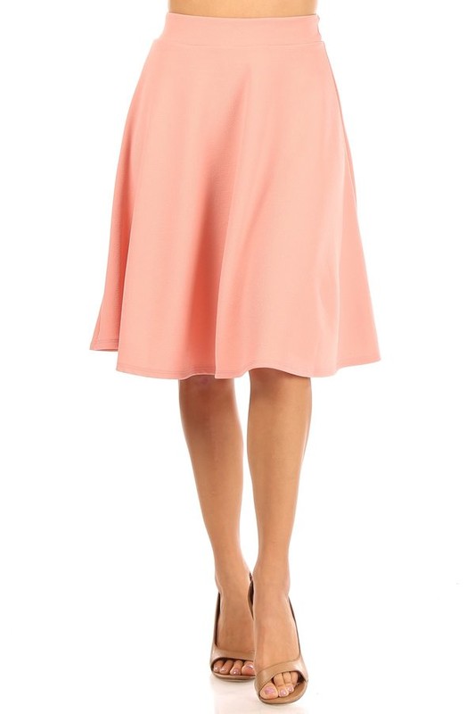 Solid High Waisted A-Line Knee Length Skirt - Stylish and Comfortable