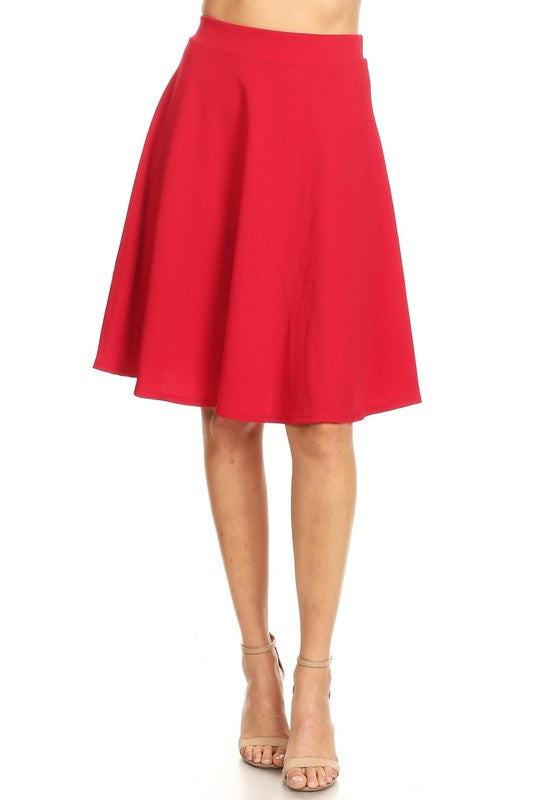 Solid High Waisted A-Line Knee Length Skirt - Stylish and Comfortable