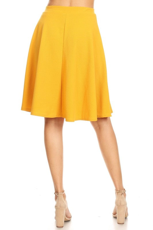 Solid High Waisted A-Line Knee Length Skirt - Stylish and Comfortable