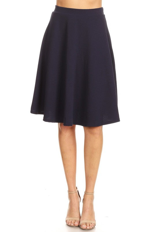 Solid High Waisted A-Line Knee Length Skirt - Stylish and Comfortable