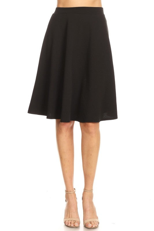 Solid High Waisted A-Line Knee Length Skirt - Stylish and Comfortable