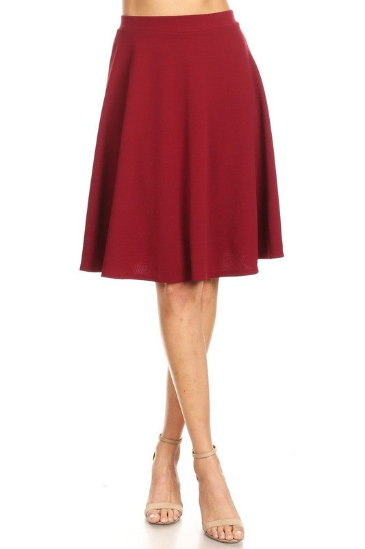 Solid High Waisted A-Line Knee Length Skirt - Stylish and Comfortable