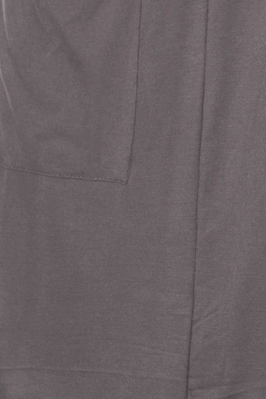 Plus Size Loose Fit Knee Length Duster Cardigan - Open Front, Long Sleeves, Side Pockets