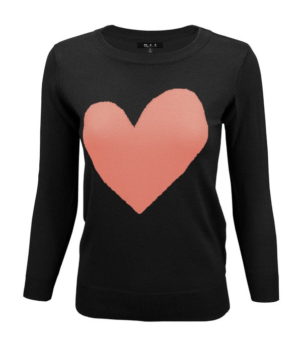 S/S Love Heart Crew-neck 12GG Pullover Sweater