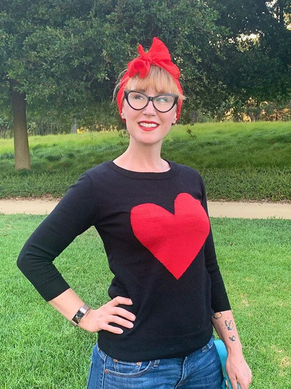S/S Love Heart Crew-neck 12GG Pullover Sweater
