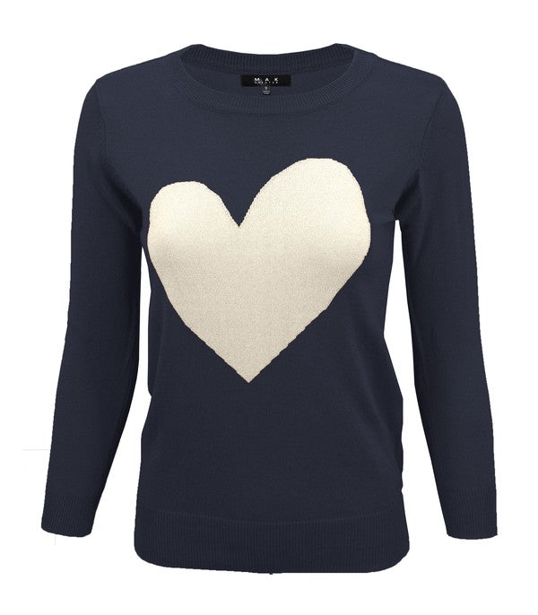 S/S Love Heart Crew-neck 12GG Pullover Sweater