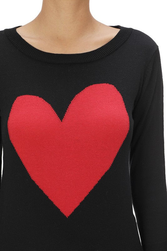 S/S Love Heart Crew-neck 12GG Pullover Sweater