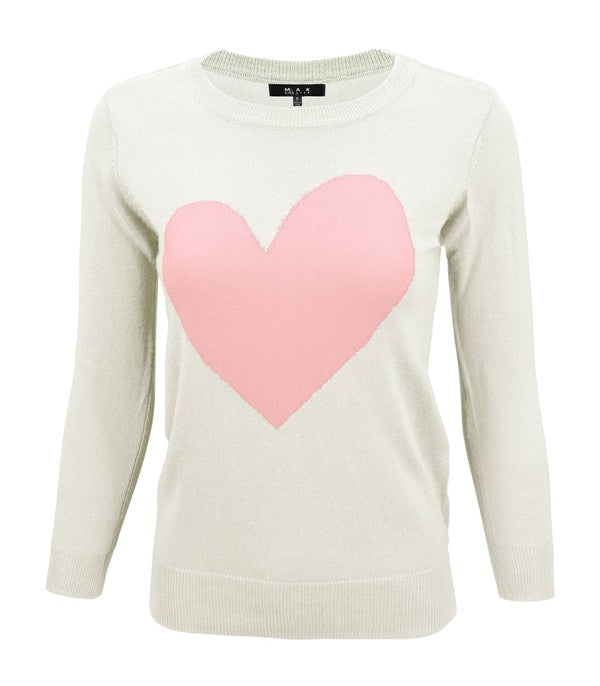 S/S Love Heart Crew-neck 12GG Pullover Sweater