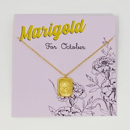 Birth Month Necklace - Delicately Engraved Flowers for Each Month