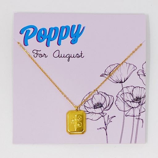 Birth Month Necklace - Delicately Engraved Flowers for Each Month