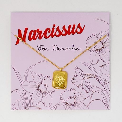 Birth Month Necklace - Delicately Engraved Flowers for Each Month