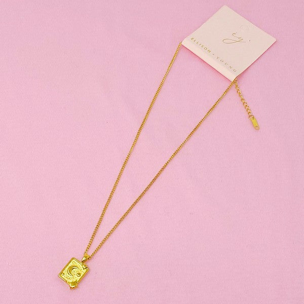18K Gold Universe Necklace with Moon and Stars Design