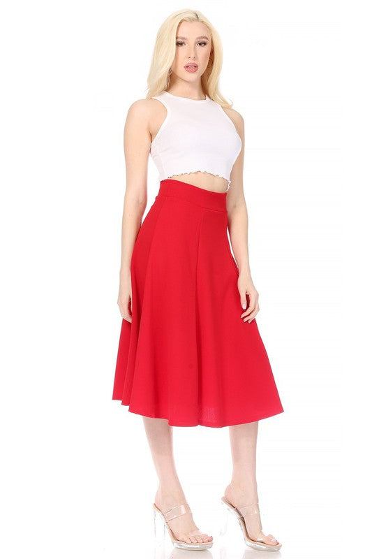 A-line Midi Skirt with Banded Waist - Stylish and Flattering Design