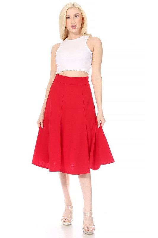 A-line Midi Skirt with Banded Waist - Stylish and Flattering Design
