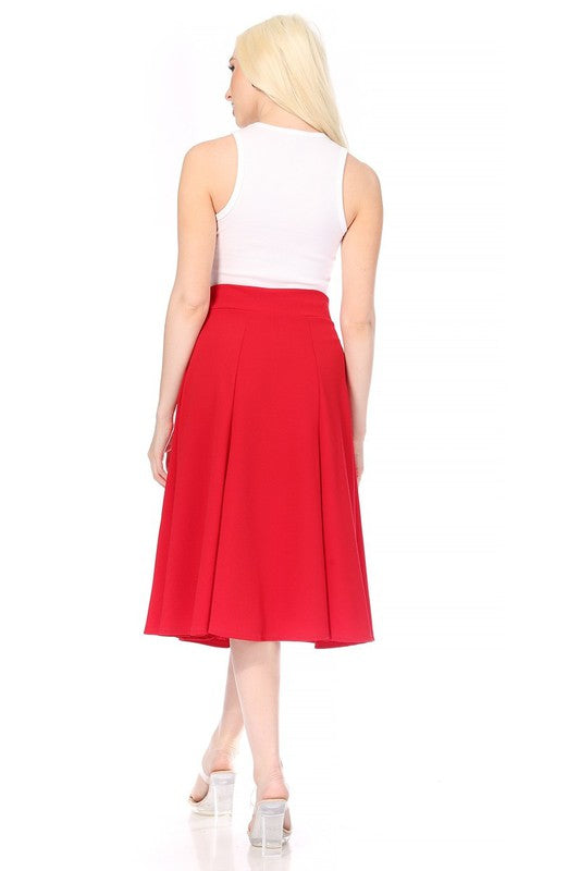 A-line Midi Skirt with Banded Waist - Stylish and Flattering Design