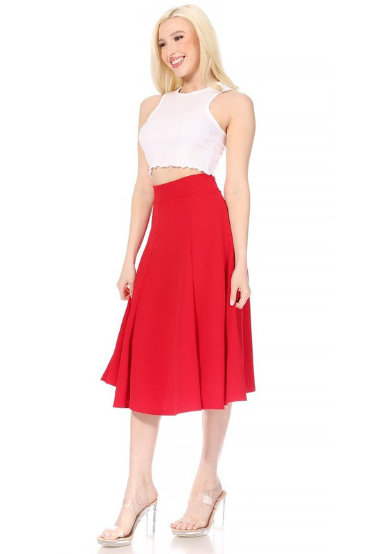 A-line Midi Skirt with Banded Waist - Stylish and Flattering Design