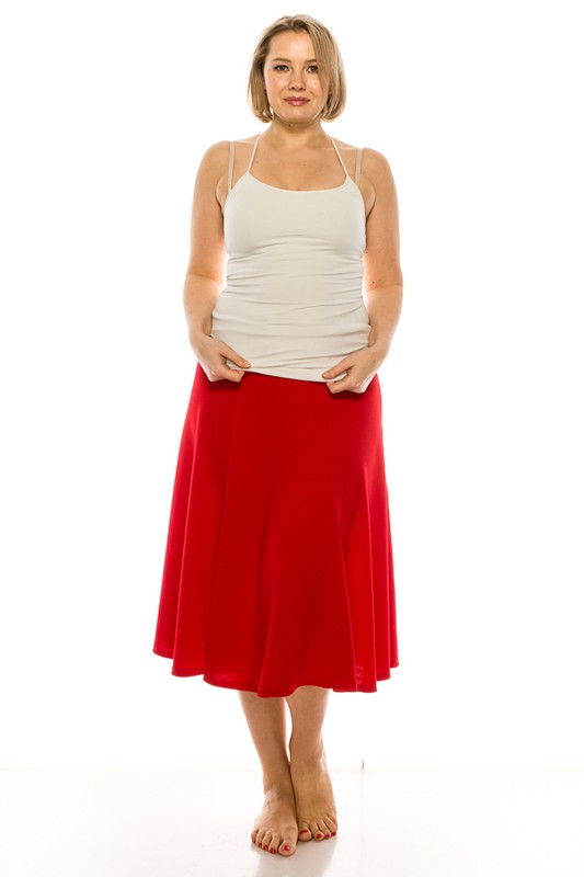 Plus Size Paneled A-Line Midi Skirt with Banded Waist - Stylish and Flattering
