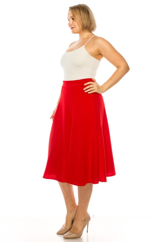 Plus Size Paneled A-Line Midi Skirt with Banded Waist - Stylish and Flattering