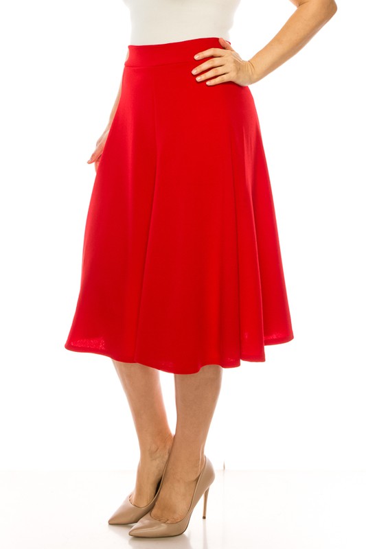 Plus Size Paneled A-Line Midi Skirt with Banded Waist - Stylish and Flattering