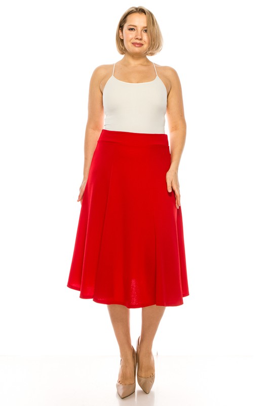 Plus Size Paneled A-Line Midi Skirt with Banded Waist - Stylish and Flattering