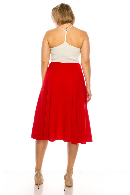 Plus Size Paneled A-Line Midi Skirt with Banded Waist - Stylish and Flattering