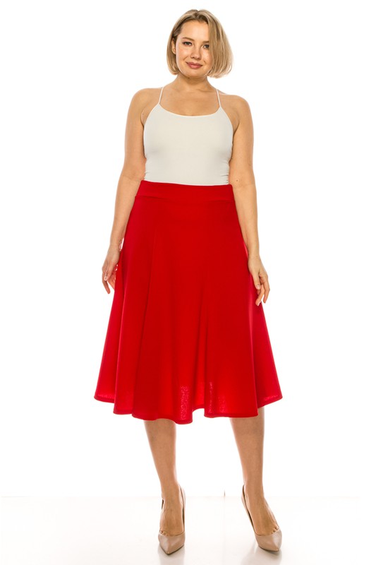 Plus Size Paneled A-Line Midi Skirt with Banded Waist - Stylish and Flattering