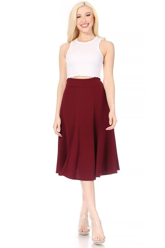 A-line Midi Skirt with Banded Waist - Stylish and Flattering Design