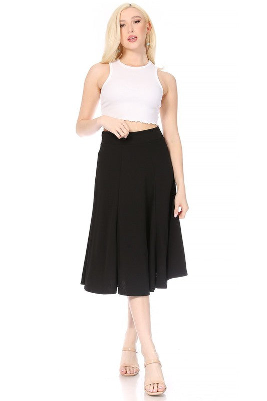 A-line Midi Skirt with Banded Waist - Stylish and Flattering Design