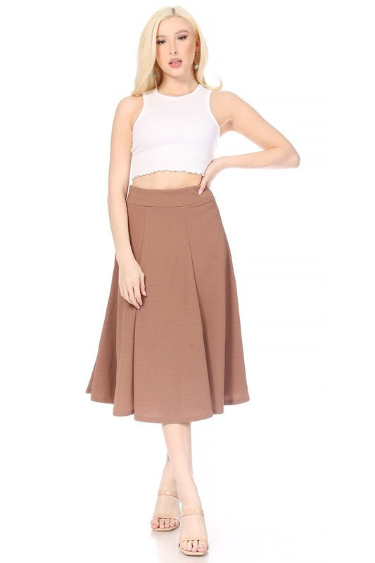A-line Midi Skirt with Banded Waist - Stylish and Flattering Design