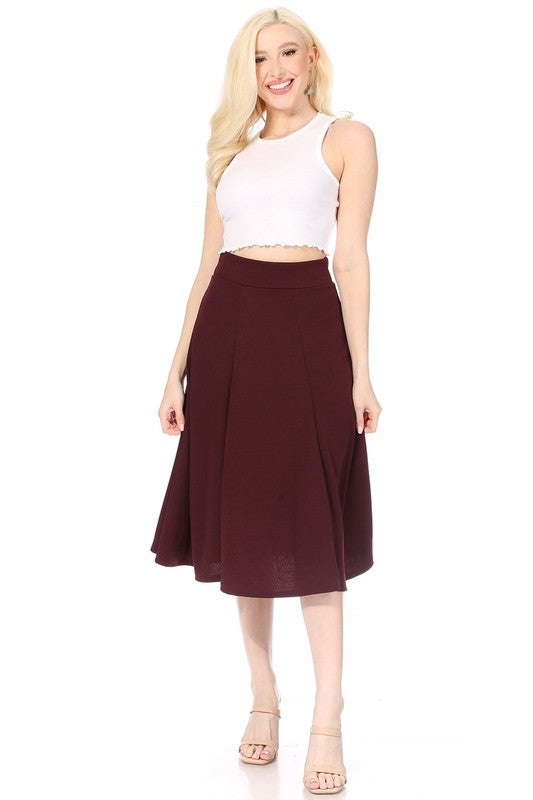 A-line Midi Skirt with Banded Waist - Stylish and Flattering Design