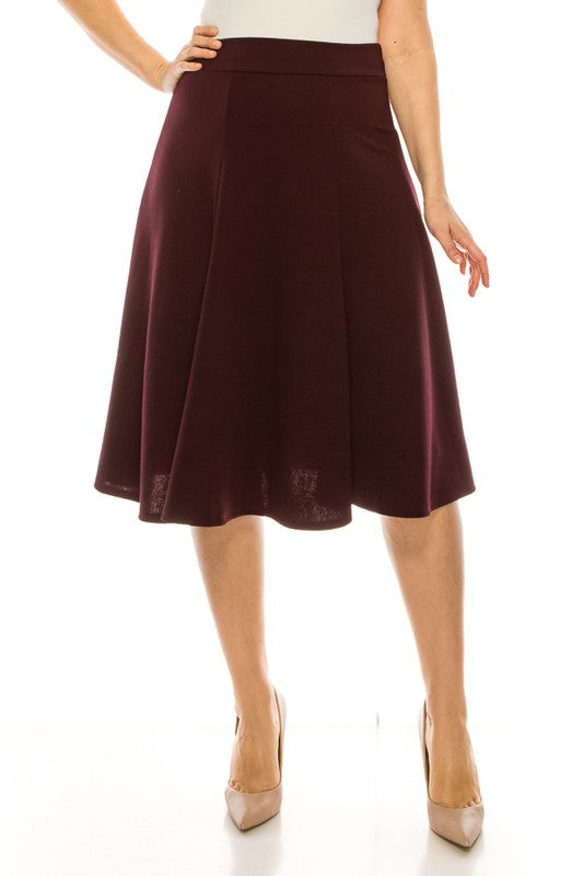 Plus Size Paneled A-Line Midi Skirt with Banded Waist - Stylish and Flattering