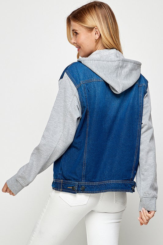 Women's Denim Jacket with Fleece Hoodies