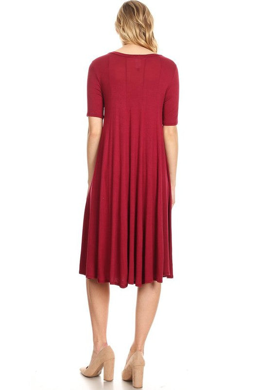 MOA Collection Jersey Knit Short Sleeve Oversized A-Line Dress