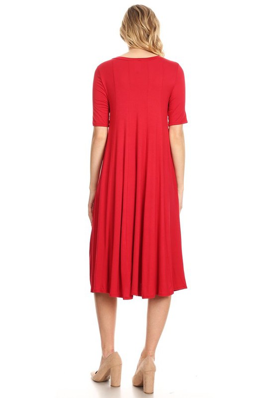 MOA Collection Jersey Knit Short Sleeve Oversized A-Line Dress