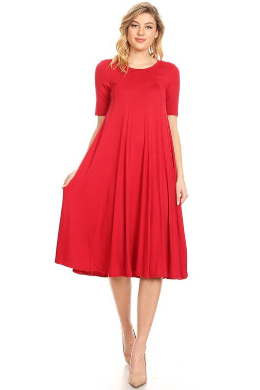 MOA Collection Jersey Knit Short Sleeve Oversized A-Line Dress