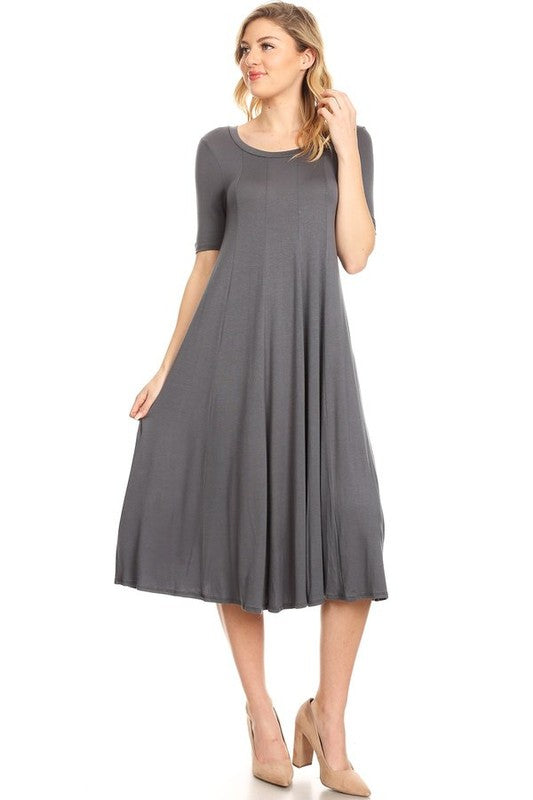MOA Collection Jersey Knit Short Sleeve Oversized A-Line Dress