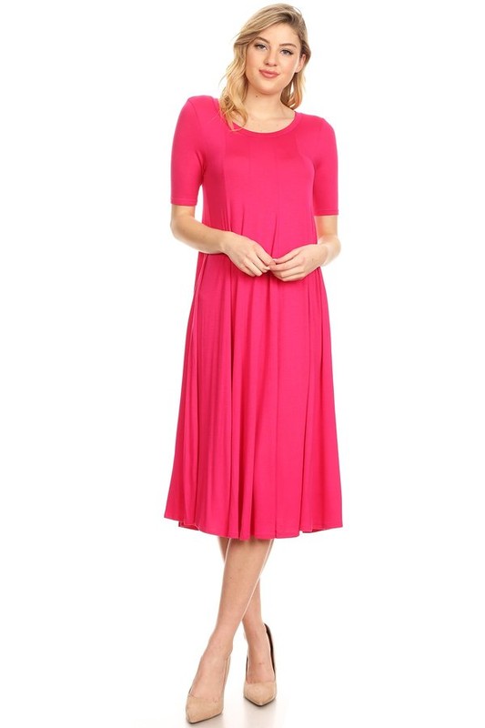 MOA Collection Jersey Knit Short Sleeve Oversized A-Line Dress