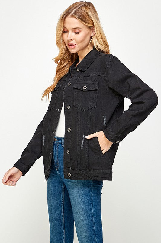 Women's Denim Jacket with Fleece Hoodies