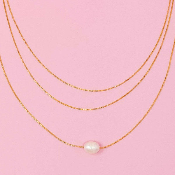 18K Gold Layered Freshwater Pearl Pendant Necklace - Elegant and Understated