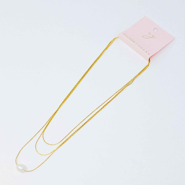 18K Gold Layered Freshwater Pearl Pendant Necklace - Elegant and Understated
