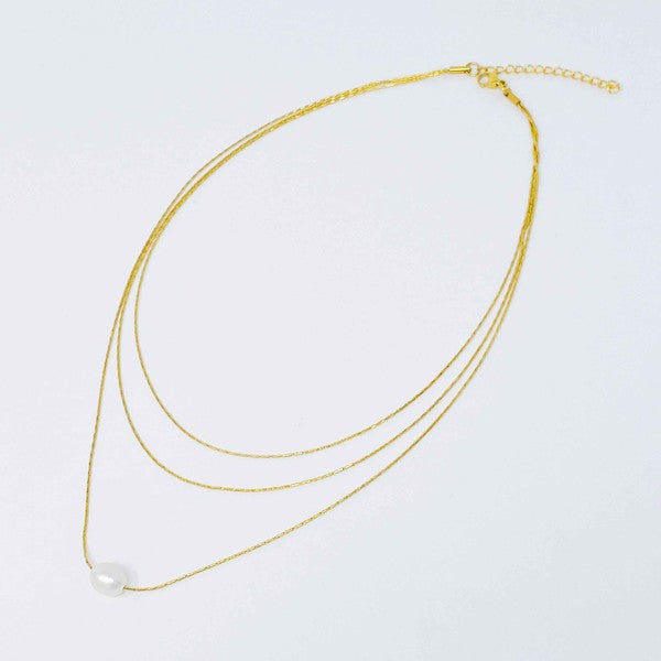 18K Gold Layered Freshwater Pearl Pendant Necklace - Elegant and Understated
