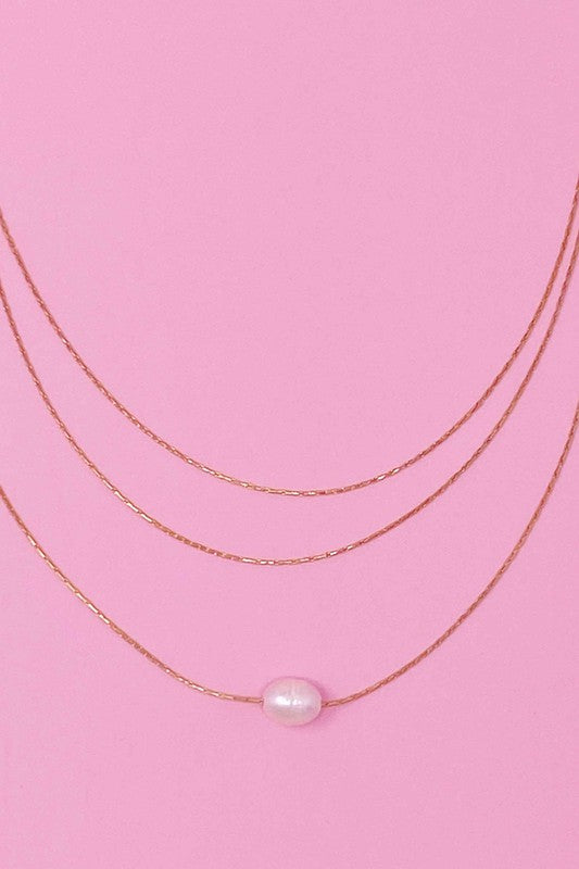 18K Gold Layered Freshwater Pearl Pendant Necklace - Elegant and Understated